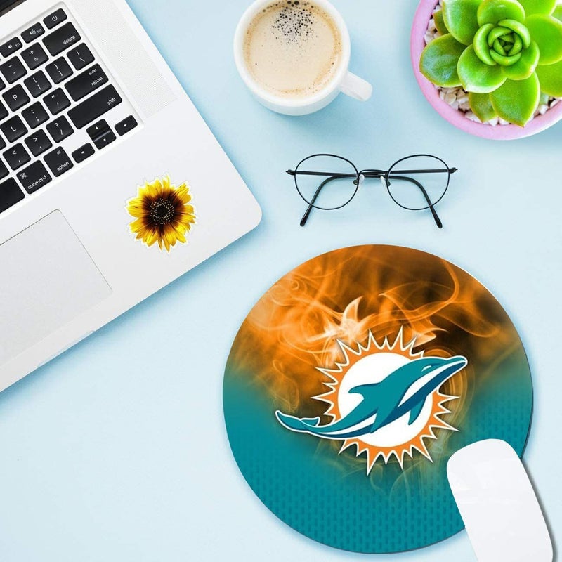 ZYJTEK Sports Round Mouse Pad,Blue Black Design Non-Slip Rubber Base Mousepad for Computers Laptop Desk,Gaming Mouse Mat for Football Fans - Image 3